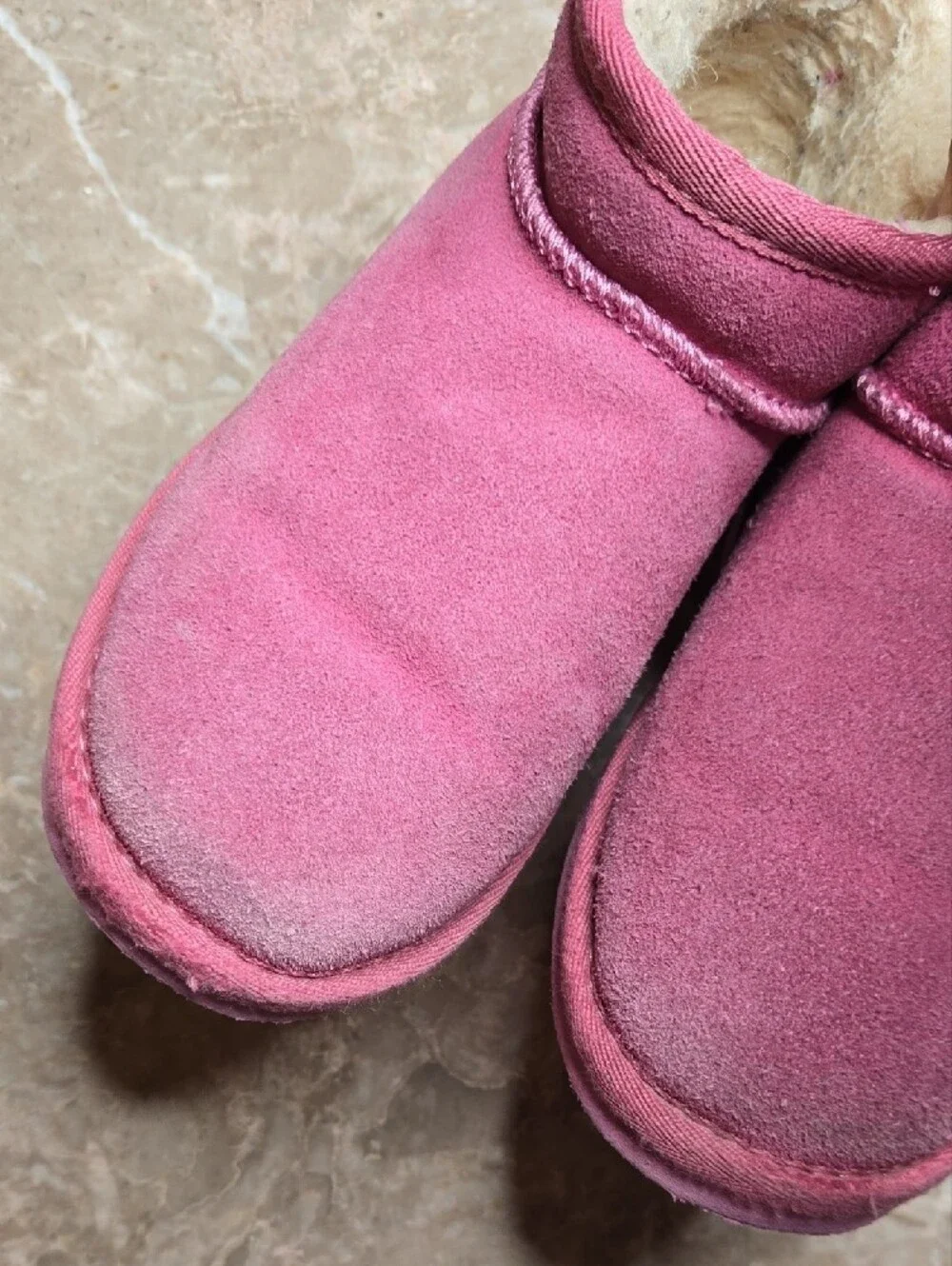 BearPaw Kids Pink Suede Fleece-Lined Boots